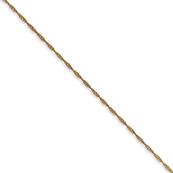 1mm 14k Yellow Gold D/C Singapore Chain Necklace 18 Inch